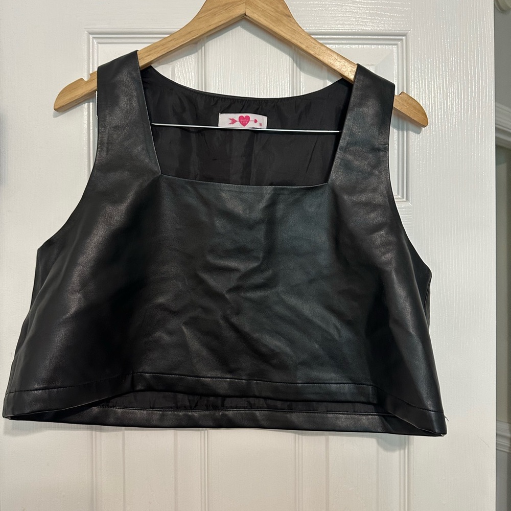 Buddy Love Black Faux Leather Tank Top
